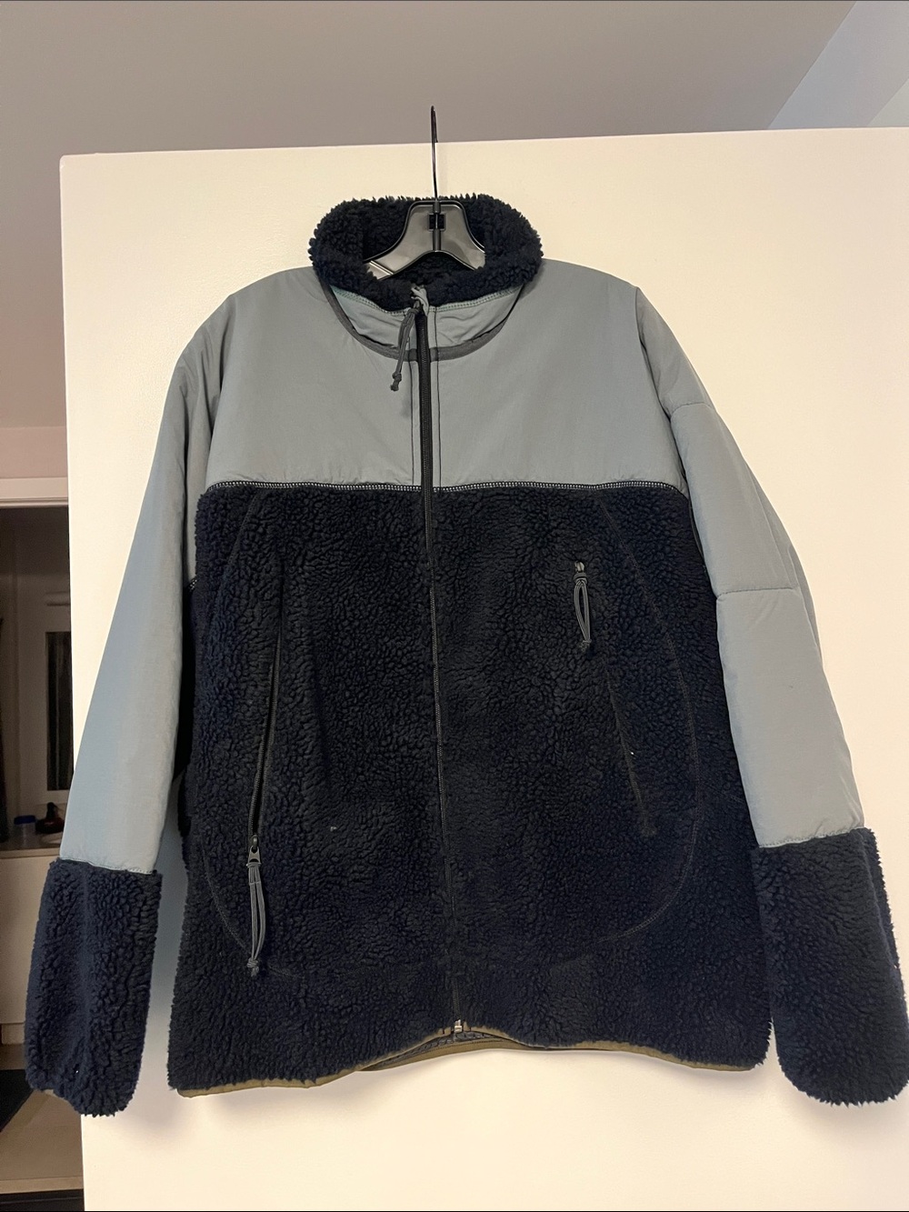 J. Crew Two-Tone Black and Gray Sherpa Performance Jacket